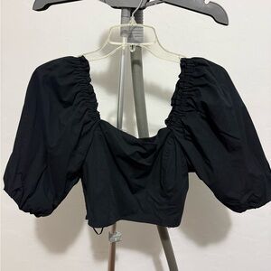 Jason Wu Black Puff Sleeve Crop Top